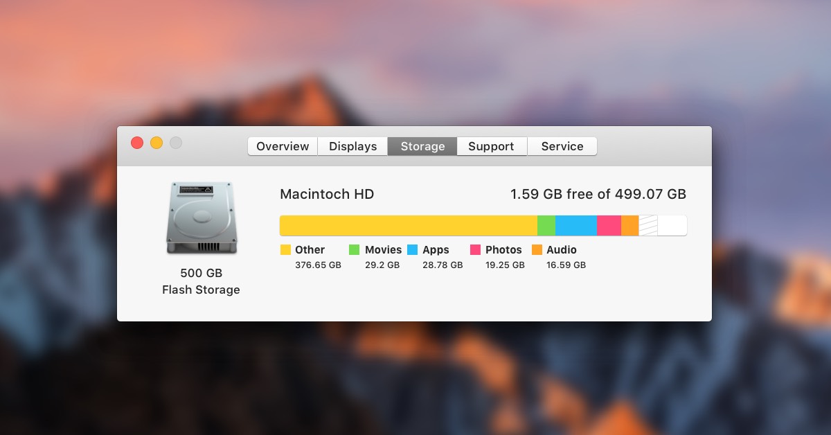 Free up disk space mac